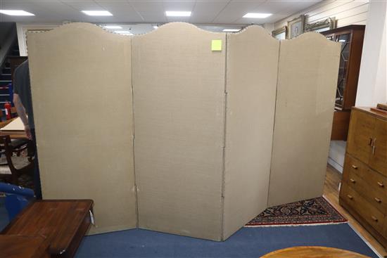 A pair of painted four fold dressing screens H.190cm